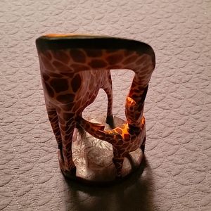 Hand crafted wooden giraffe and baby